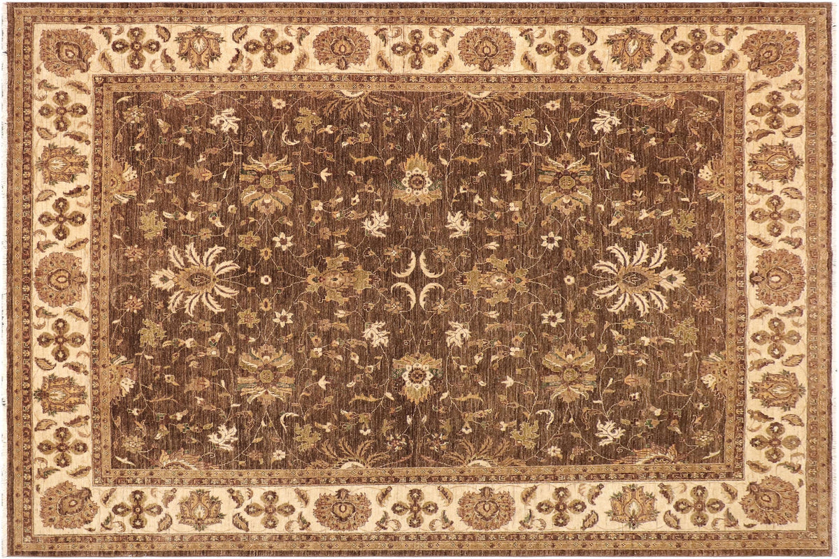 handmade Traditional Kafkaz Brown Beige Hand Knotted RECTANGLE 100% WOOL area rug 9x12