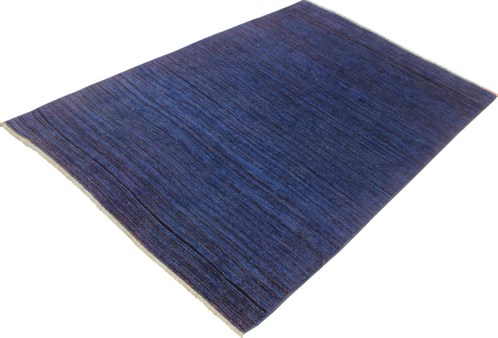 handmade Over Dyed Over Dyed Blue Blue Hand Knotted RECTANGLE 100% WOOL area rug 4' x 6'