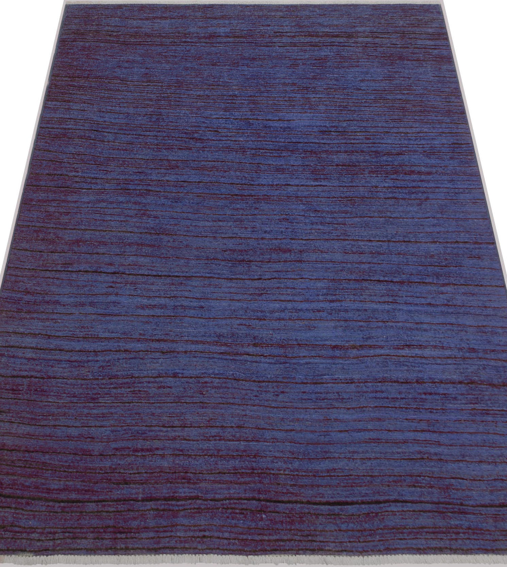 handmade Over Dyed Over Dyed Blue Blue Hand Knotted RECTANGLE 100% WOOL area rug 4' x 6'