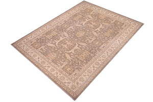 handmade Transitional Kafkaz Greenish Gr Ivory Hand Knotted RECTANGLE 100% WOOL area rug 10' x 14'