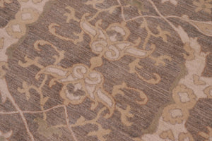 handmade Transitional Kafkaz Greenish Gr Ivory Hand Knotted RECTANGLE 100% WOOL area rug 10' x 14'