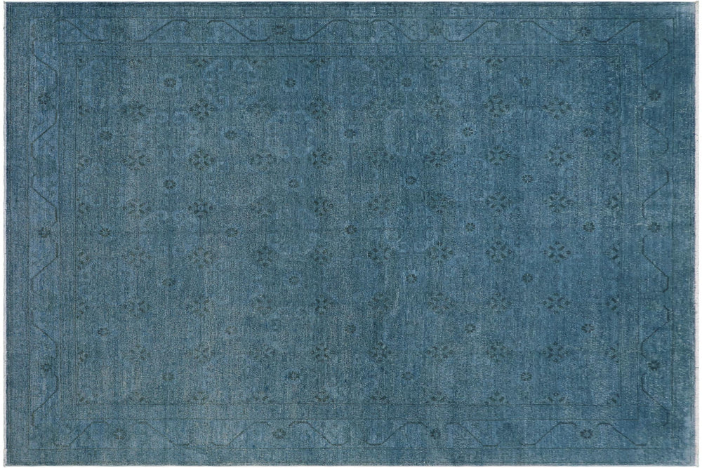 handmade Over Dyed Over Dyed Bluish Gray Gray Hand Knotted RECTANGLE 100% WOOL area rug 8' x 10'