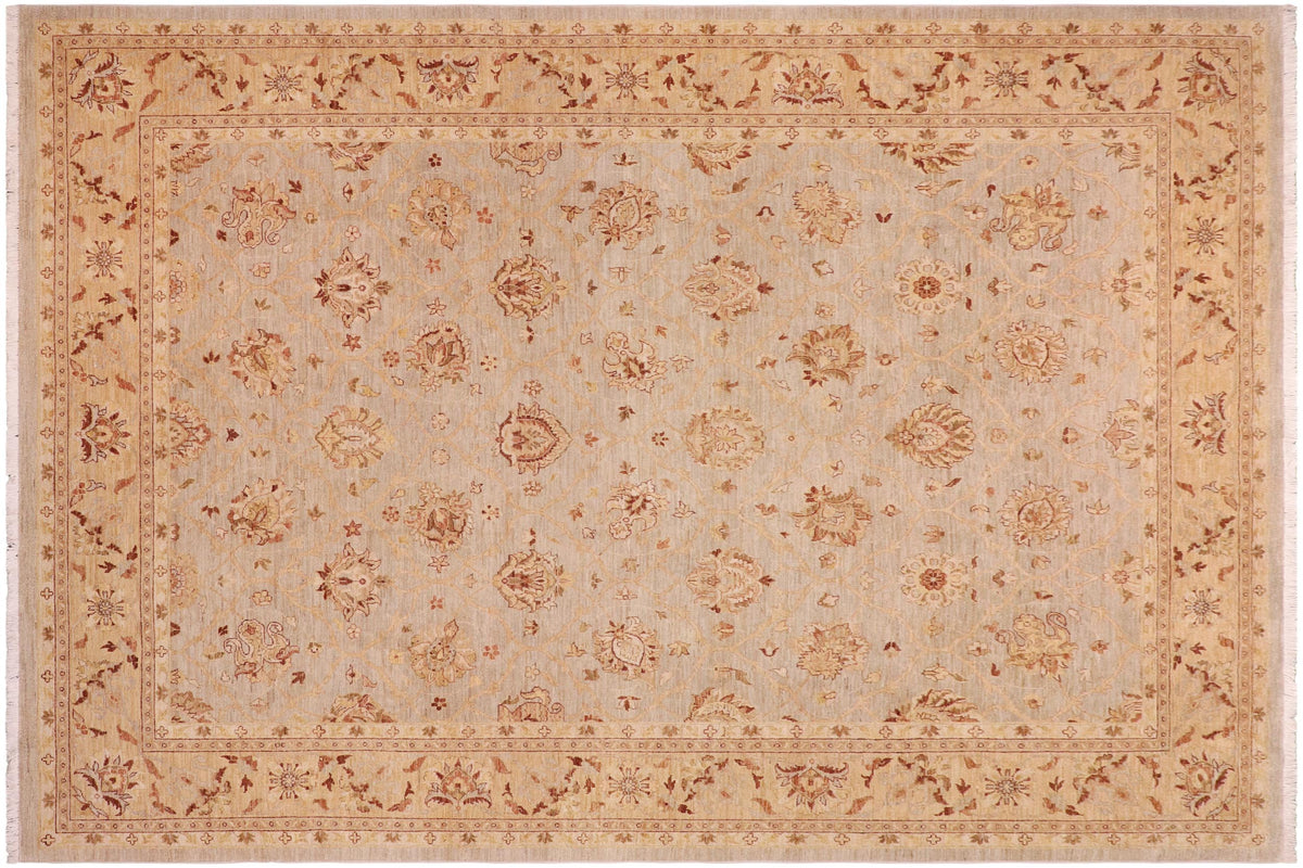 9x11 hand knotted Ziegler wool rug in gray and tan - Chic Ziegler Merideth Bluish