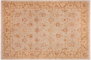 9x11 hand knotted Ziegler wool rug in gray and tan - Chic Ziegler Merideth Bluish