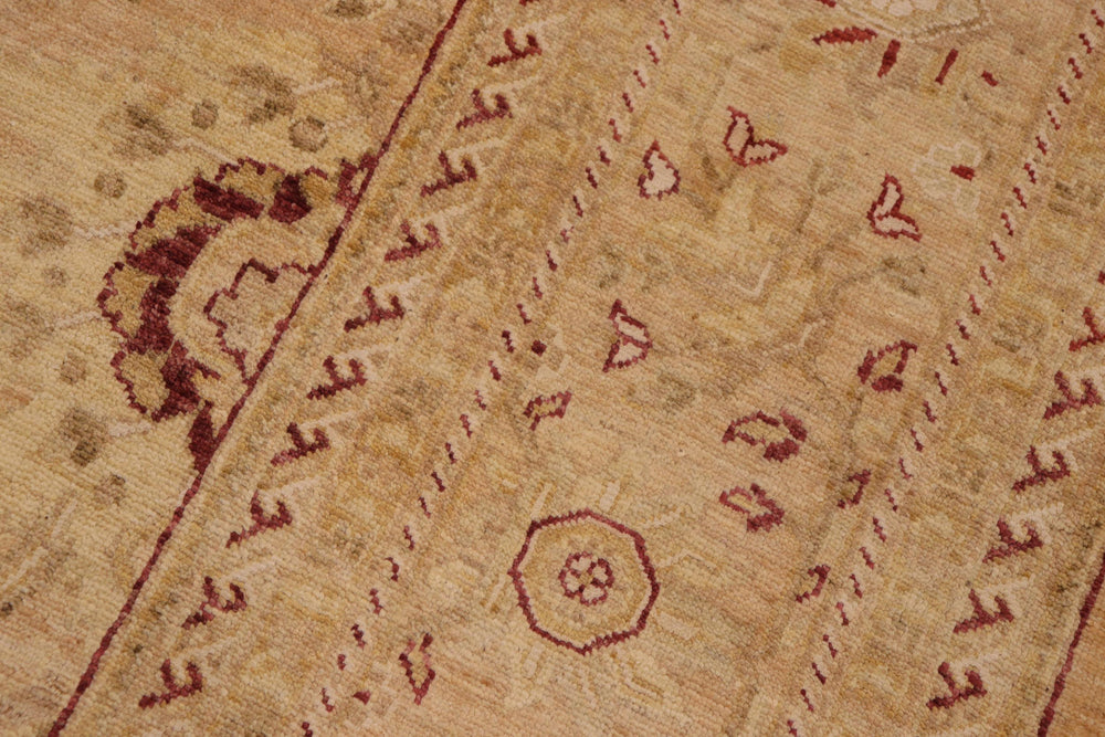 handmade Transitional Kafkaz Tan Red Hand Knotted RECTANGLE WOOL&SILK area rug 9' x 12'