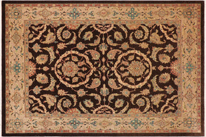 handmade Traditional Kafkaz Brown Tan Hand Knotted RECTANGLE 100% WOOL area rug 9x12