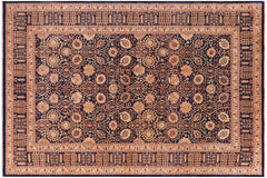 handmade Transitional Tabriz Blue Blue Hand Knotted RECTANGLE 100% WOOL area rug 6x9