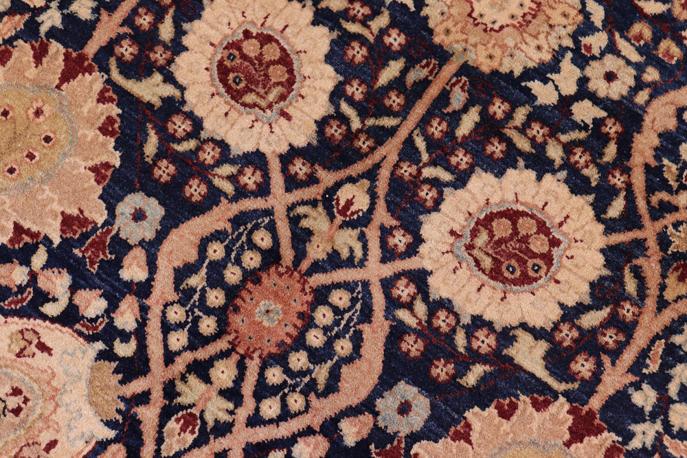 handmade Transitional Tabriz Blue Blue Hand Knotted RECTANGLE 100% WOOL area rug 6x9