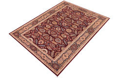handmade Traditional Lahore Drk. Red Blue Hand Knotted RECTANGLE 100% WOOL area rug 6' x 9'