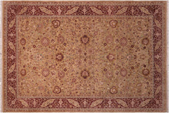 handmade Traditional Kashan Gold Aubergine Hand Knotted RECTANGLE 100% WOOL area rug 6x9