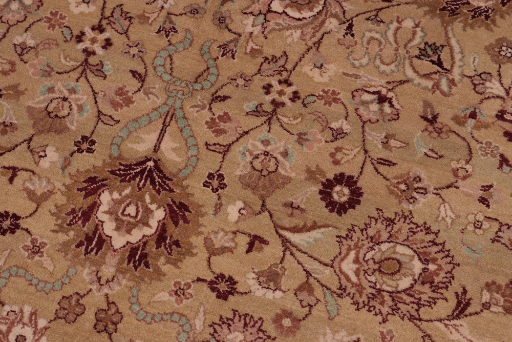 handmade Traditional Kashan Gold Aubergine Hand Knotted RECTANGLE 100% WOOL area rug 6x9