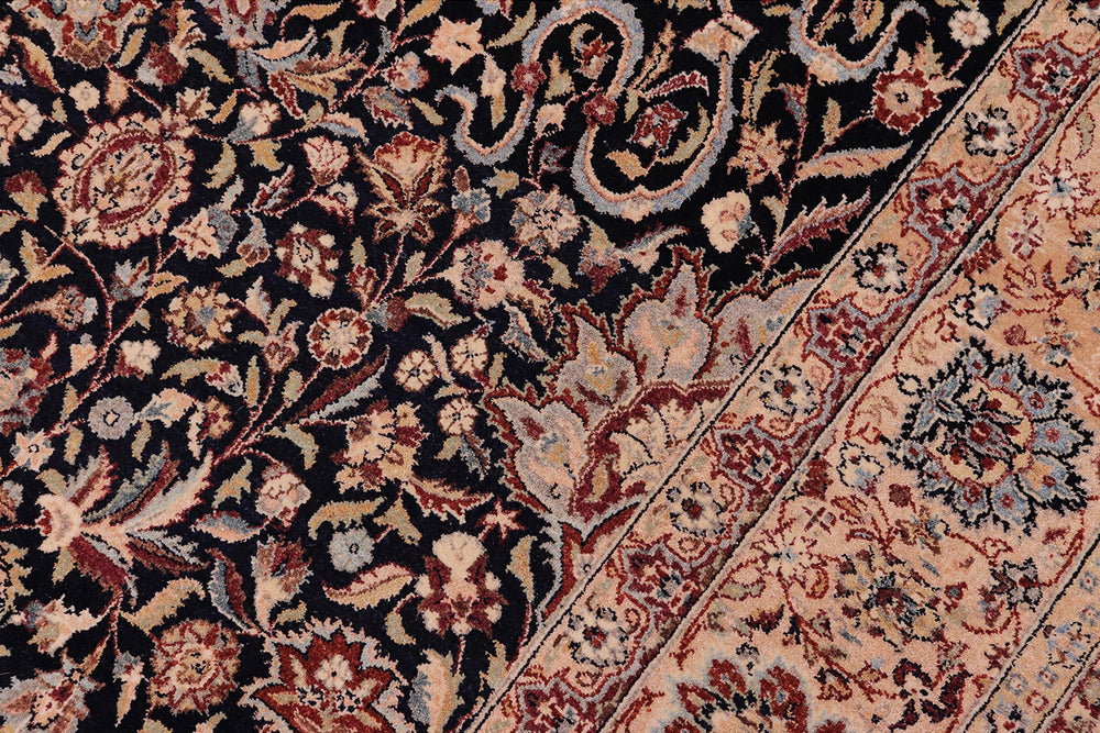 handmade Traditional Kashan Blue Tan Hand Knotted RECTANGLE 100% WOOL area rug 6x9