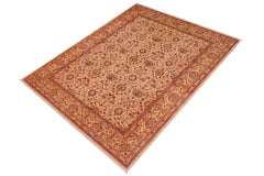 handmade Transitional Lahore Tan Gold Hand Knotted RECTANGLE 100% WOOL area rug 6' x 9'