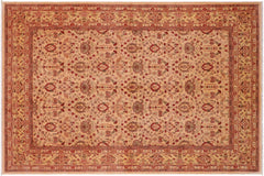 handmade Transitional Lahore Tan Gold Hand Knotted RECTANGLE 100% WOOL area rug 6' x 9'