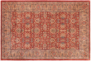 handmade Traditional Lahore Rust Tan Hand Knotted RECTANGLE 100% WOOL area rug 6' x 9'