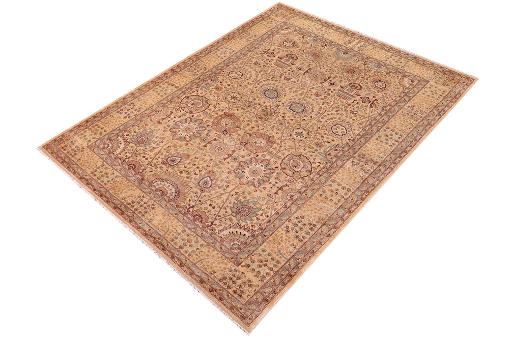 handmade Traditional Design Gold Gold Hand Knotted RECTANGLE 100% WOOL area rug 6' x 9'