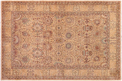 handmade Traditional Design Gold Gold Hand Knotted RECTANGLE 100% WOOL area rug 6' x 9'