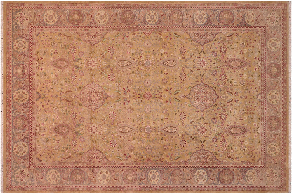 handmade Transitional Sultanabad Gold Gray Hand Knotted RECTANGLE 100% WOOL area rug 6x9