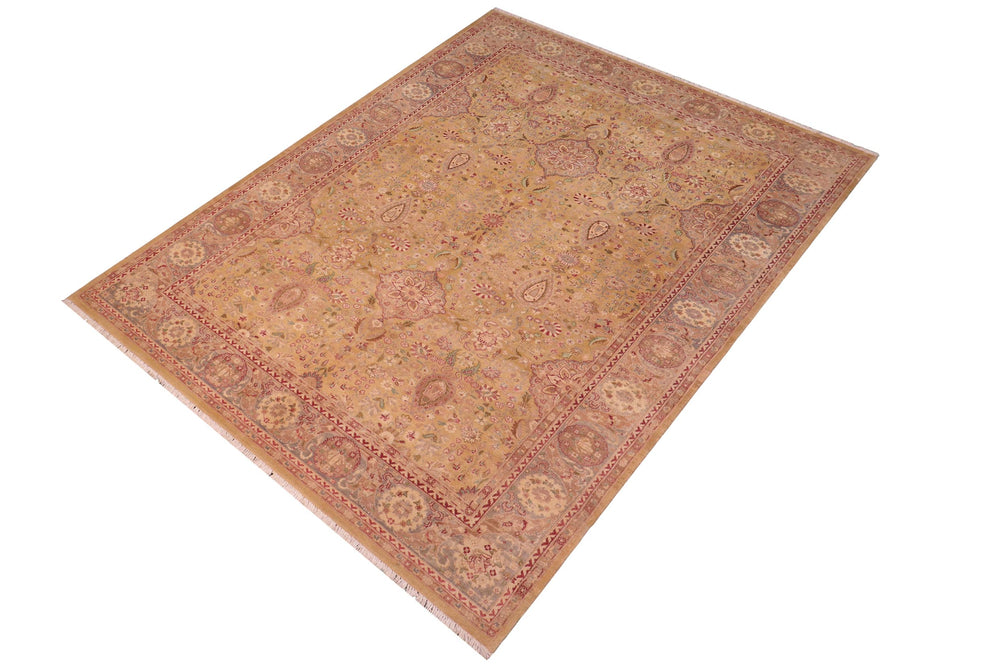 handmade Transitional Sultanabad Gold Gray Hand Knotted RECTANGLE 100% WOOL area rug 6x9