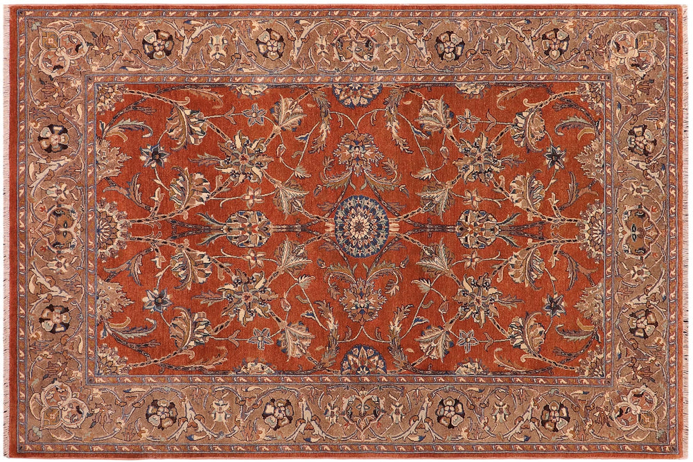handmade Traditional Kafkaz Rust Lt. Brown Hand Knotted RECTANGLE 100% WOOL area rug 6' x 9'