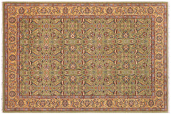 handmade Transitional Lahore Lt. Green Lt. Green Hand Knotted RECTANGLE 100% WOOL area rug 6' x 9'