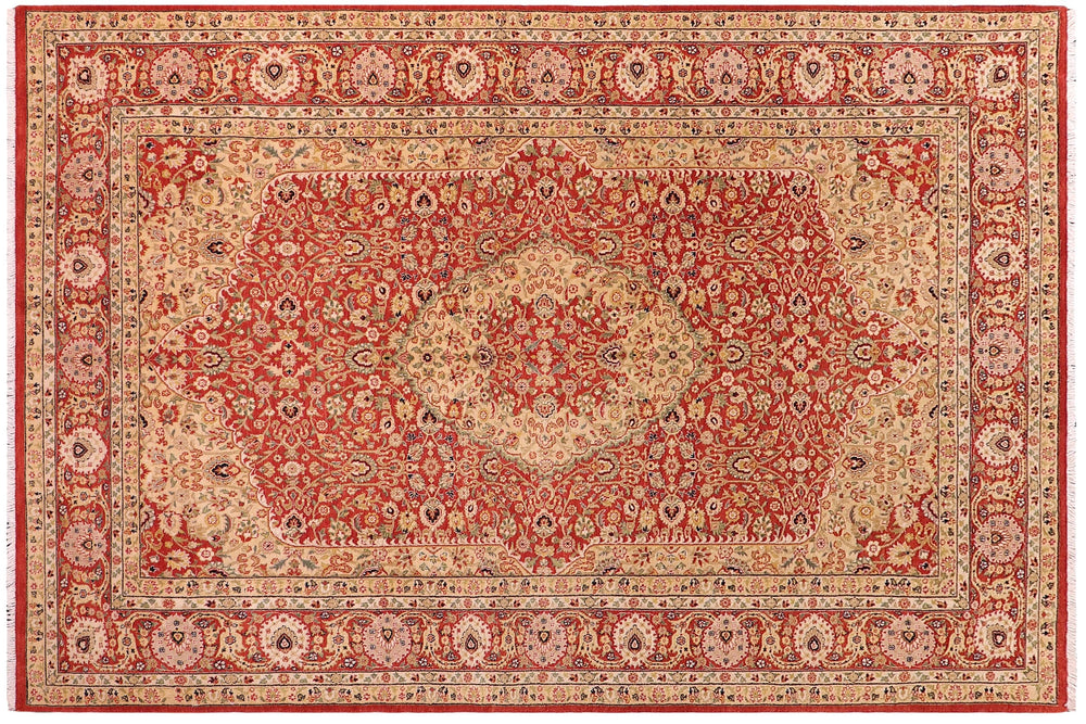 handmade Traditional Nauras Rust Rust Hand Knotted RECTANGLE 100% WOOL area rug 6' x 9'