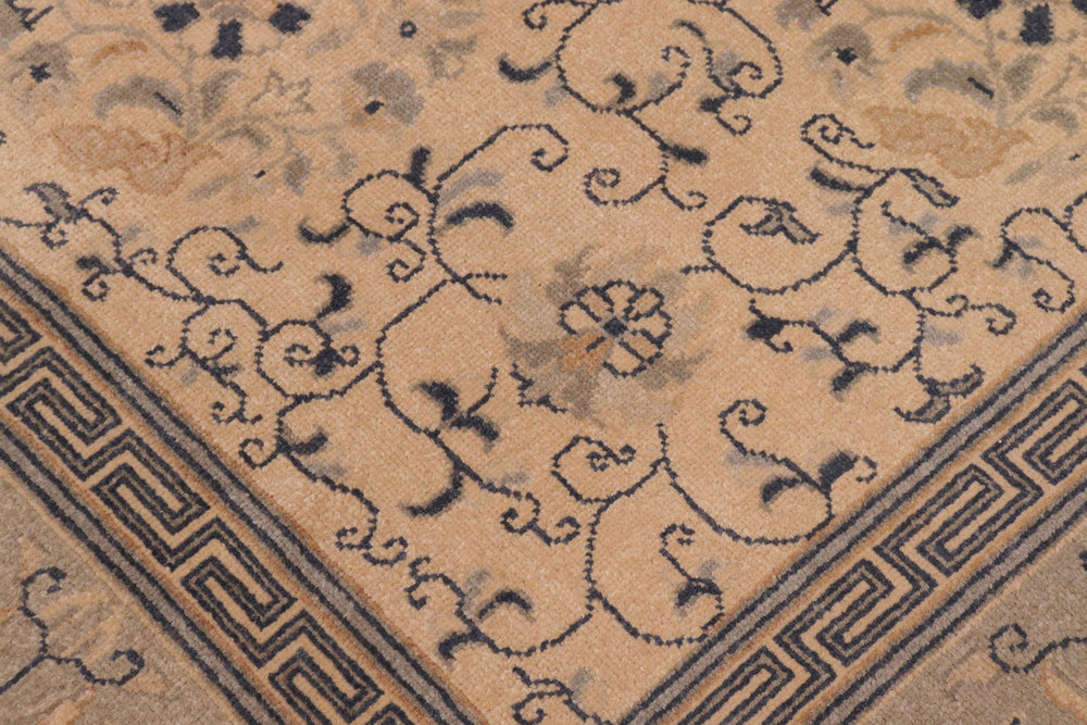 handmade Transitional Kafkaz Tan Green Hand Knotted RECTANGLE 100% WOOL area rug 6' x 9'