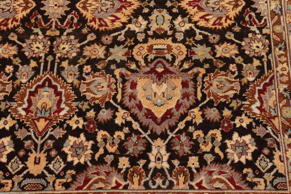 handmade Traditional Lahore Brown Lt. Brown Hand Knotted RECTANGLE 100% WOOL area rug 6' x 9'