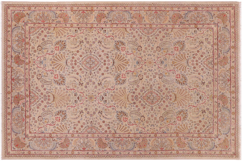 handmade Transitional Design Lt. Gray Lt. Gray Hand Knotted RECTANGLE 100% WOOL area rug 6' x 9'