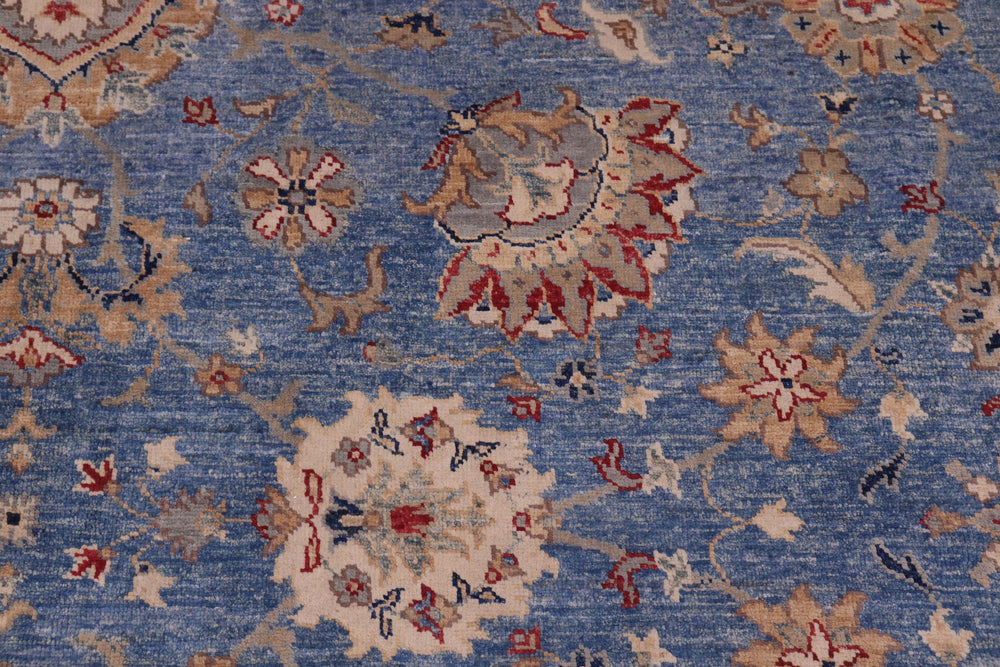 handmade Traditional Kafkaz Blue Tan Hand Knotted RECTANGLE 100% WOOL area rug 8x10
