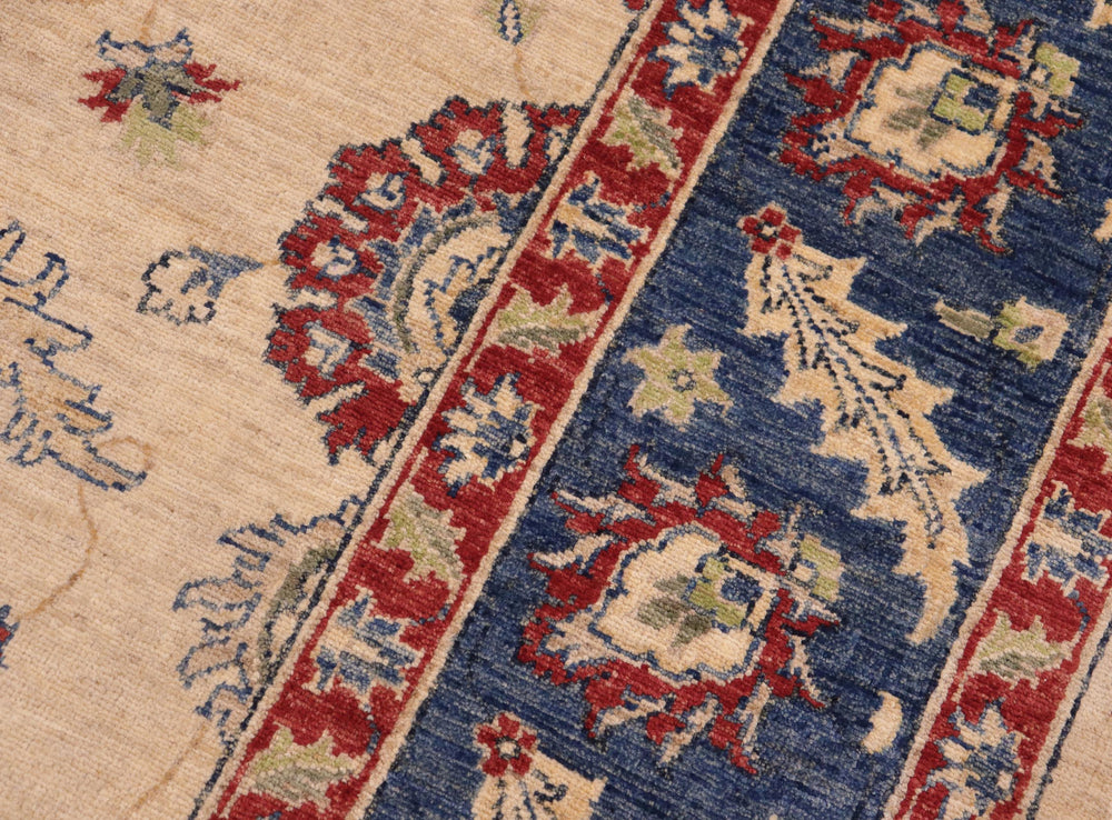 handmade Traditional Kafkaz Beige Blue Hand Knotted RECTANGLE 100% WOOL area rug 8x10