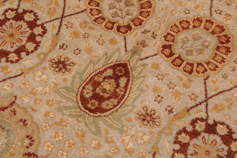 handmade Traditional Kafkaz Tan Gold Hand Knotted RECTANGLE 100% WOOL area rug 6' x 9'