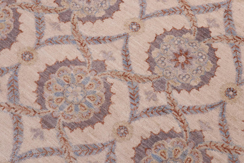 handmade Transitional Kafkaz Ivory Gray Hand Knotted RECTANGLE 100% WOOL area rug 5' x 8'