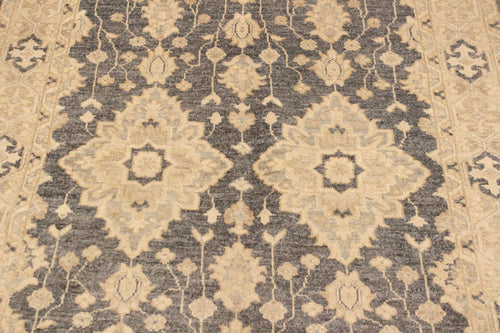 handmade Transitional Kafkaz Gray Tan Hand Knotted RECTANGLE 100% WOOL area rug 4' x 6'