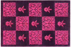 handmade Over Dyed Over Dyed Purple Pink Hand Knotted RECTANGLE 100% WOOL area rug 4' x 6'