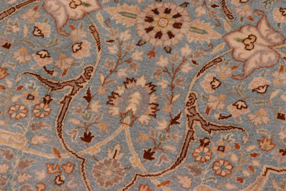 handmade Traditional Design Blue Ivory Hand Knotted RECTANGLE 100% WOOL area rug 4' x 6'