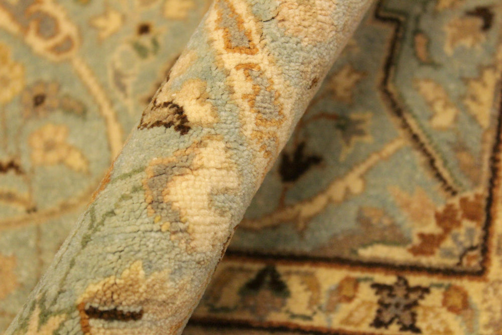 handmade Traditional Tabriz Blue Ivory Hand Knotted RECTANGLE 100% WOOL area rug 4' x 6'