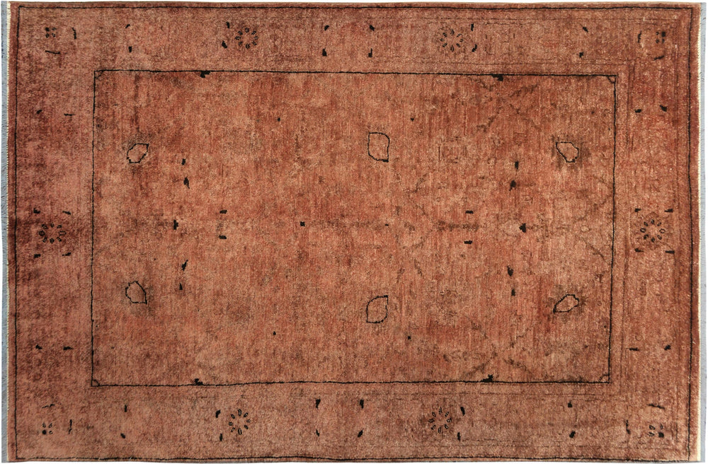 handmade Over Dyed Over Dyed Brown Dark Brown Hand Knotted RECTANGLE 100% WOOL area rug 4' x 6'
