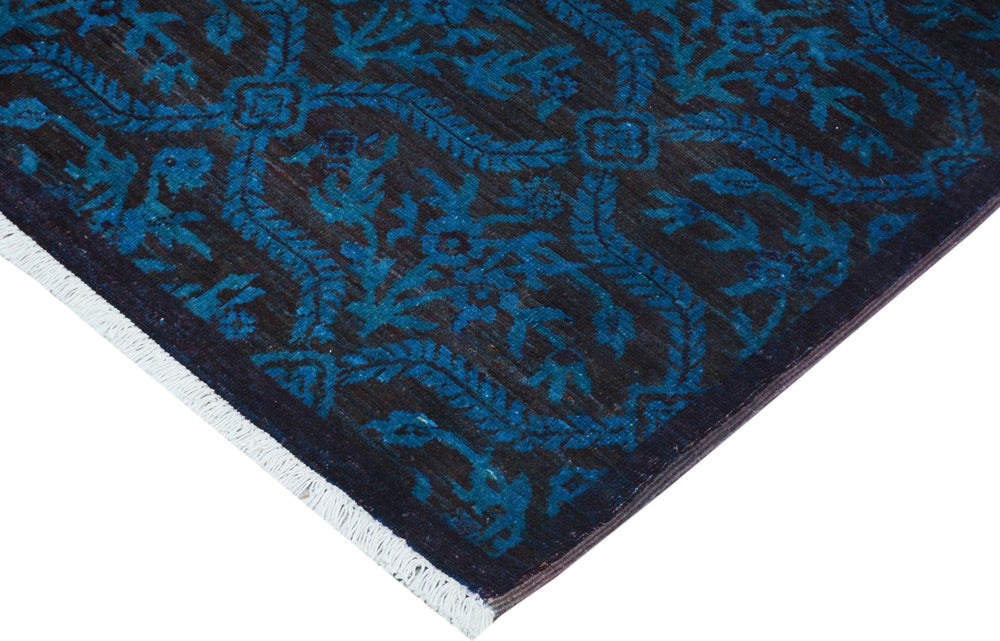 handmade Over Dyed Over Dyed Blue Brown Hand Knotted RECTANGLE 100% WOOL area rug 5' x 7'