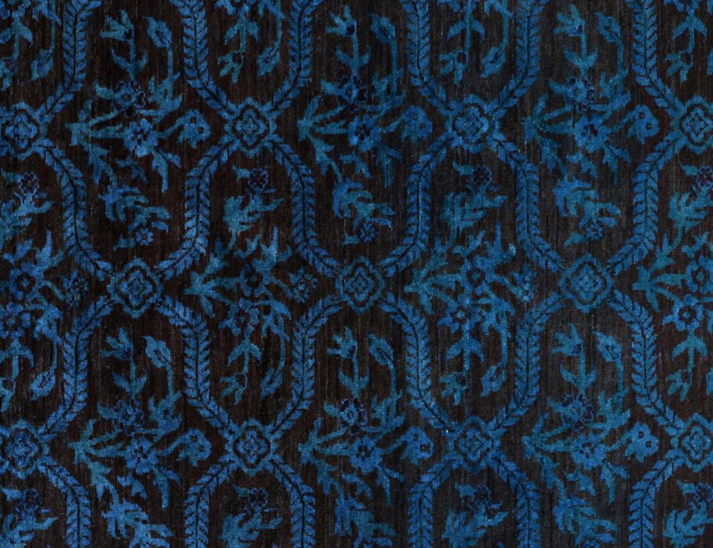 handmade Over Dyed Over Dyed Blue Brown Hand Knotted RECTANGLE 100% WOOL area rug 5' x 7'