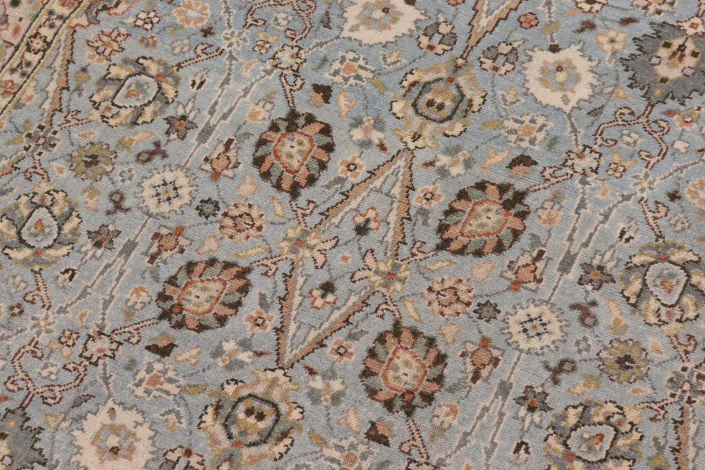 handmade Traditional Design Blue Ivory Hand Knotted RECTANGLE 100% WOOL area rug 3' x 5'