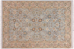 handmade Traditional Design Blue Ivory Hand Knotted RECTANGLE 100% WOOL area rug 3' x 5'