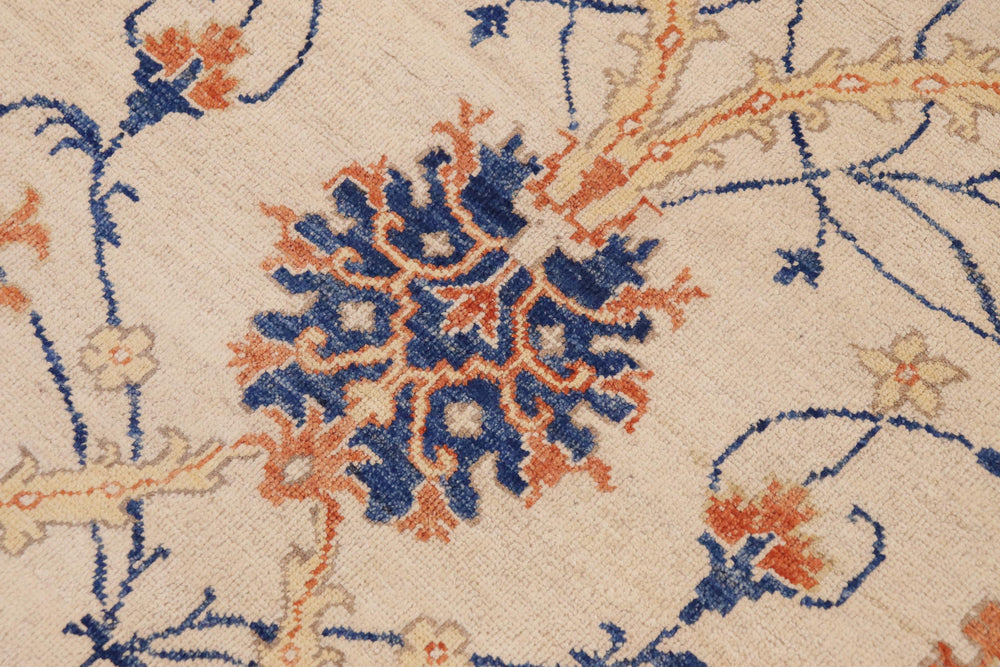 handmade Modern Kafkaz Beige Blue Hand Knotted RECTANGLE 100% WOOL area rug 9' x 11'