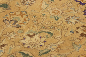 handmade Vintage Hand Painte Tan Gray Hand Knotted RECTANGLE 100% WOOL area rug 9' x 13'