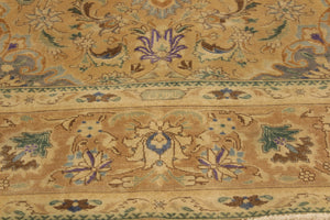 handmade Vintage Hand Painte Tan Gray Hand Knotted RECTANGLE 100% WOOL area rug 9' x 13'