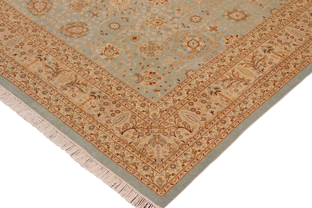 handmade Transitional Design Blue Ivory Hand Knotted RECTANGLE 100% WOOL area rug 10' x 14'