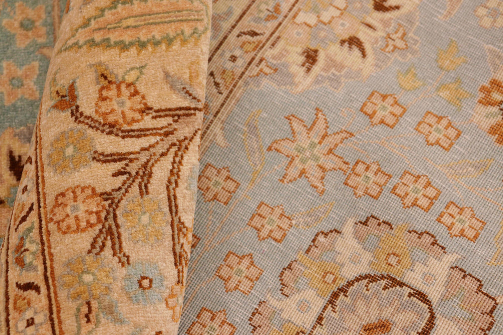 handmade Transitional Design Blue Ivory Hand Knotted RECTANGLE 100% WOOL area rug 10' x 14'