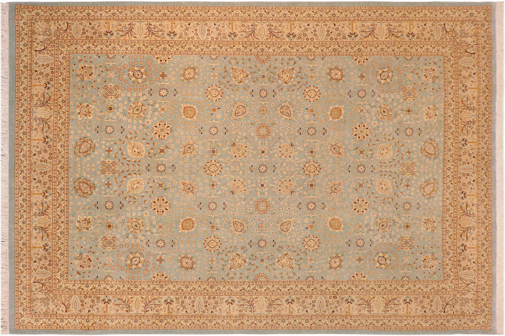 handmade Transitional Design Blue Ivory Hand Knotted RECTANGLE 100% WOOL area rug 10' x 14'