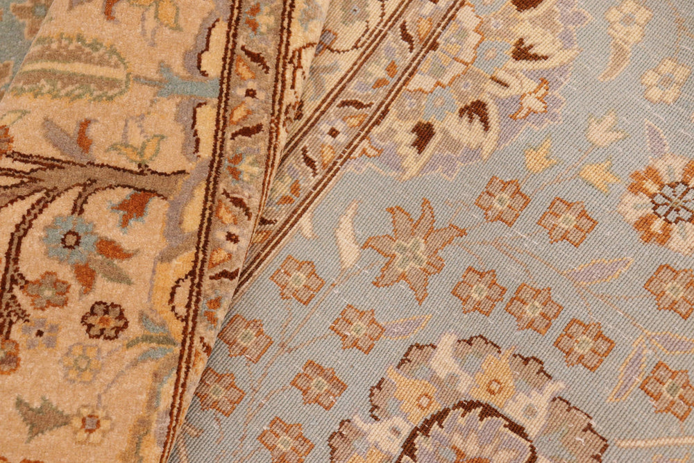 handmade Transitional Design Blue Tan Hand Knotted RECTANGLE 100% WOOL area rug 10' x 14'