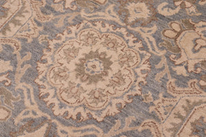 handmade Transitional Kafkaz Blue Tan Hand Knotted RECTANGLE 100% WOOL area rug 10' x 14'